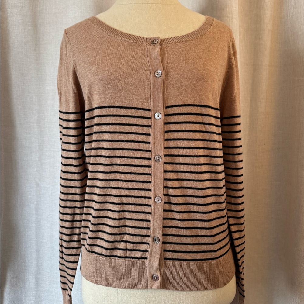 Current Air Tan and Black Striped Cardigan